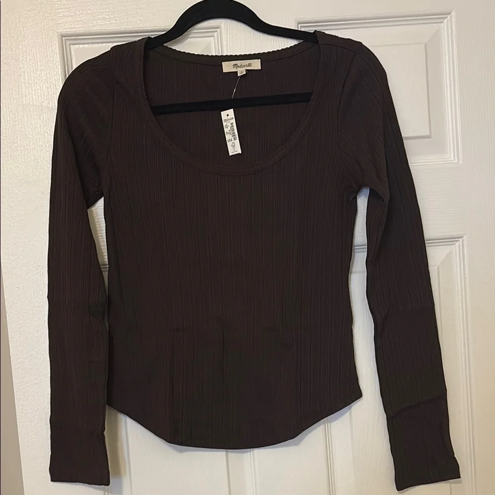 Women's Ribbed Brown Top - Picture 2 of 4